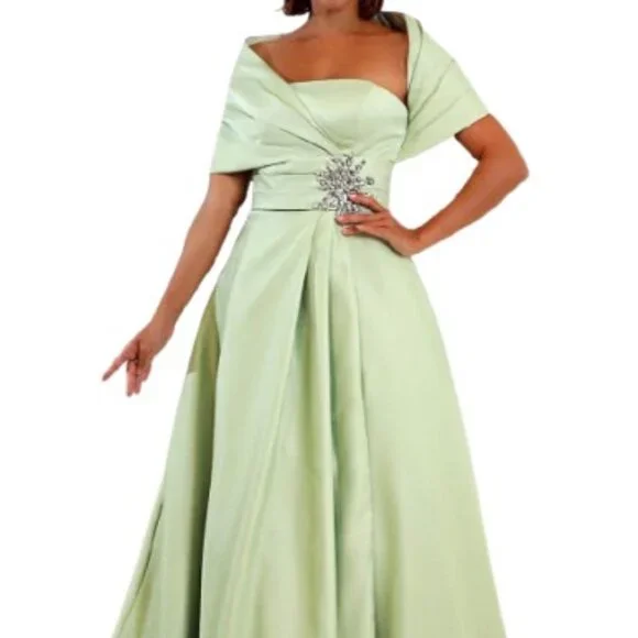 NWT Terani 251M4441 Matte Satin Mother of the Bride Dress Sage Size 18 - Picture 1 of 6